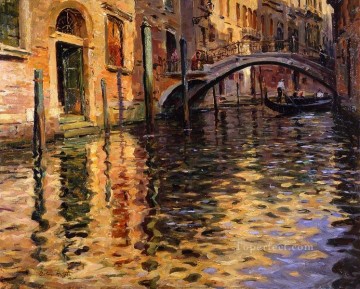 Venecia moderna Painting - Pont del angelo venecia paisaje Louis Aston Knight Venecia